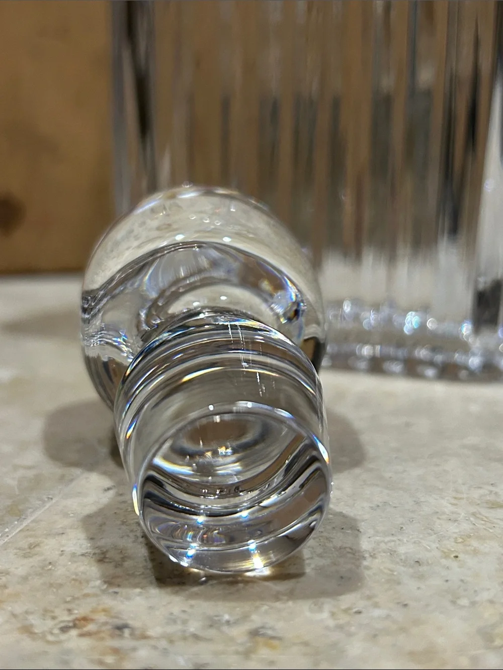 vintage Atlantis crystal ribbed decanter with Stopper